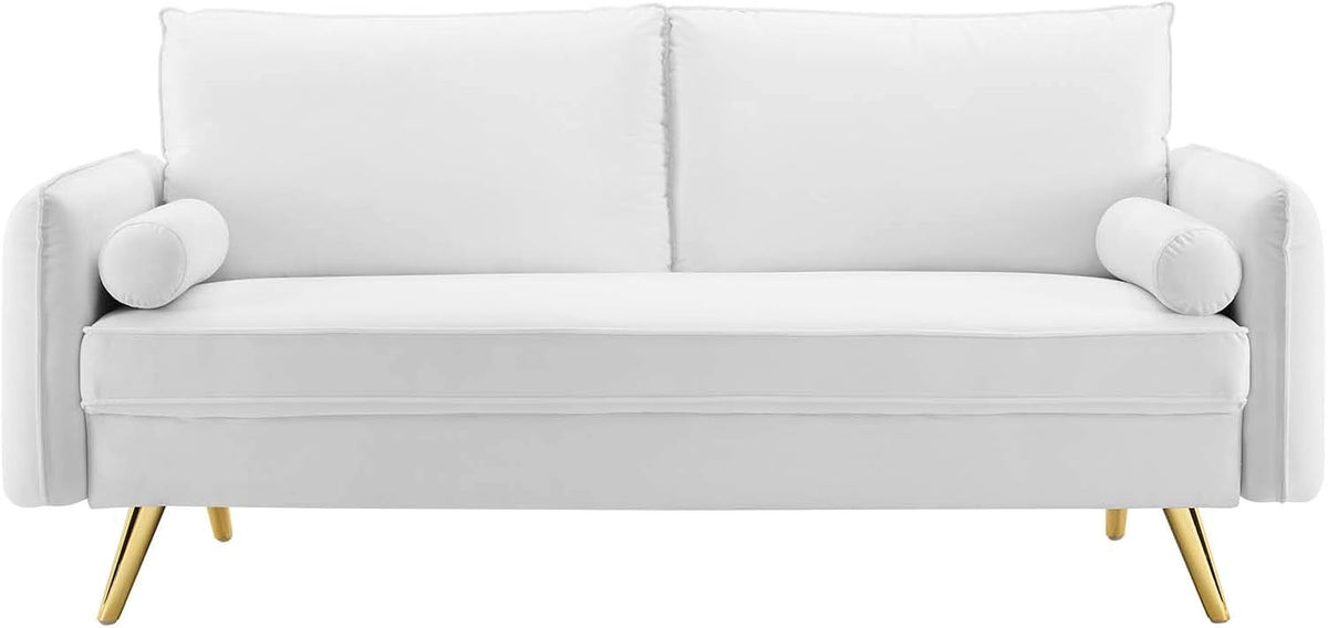 White performance velvet loveseat back view