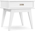 SIMPLIHOME Draper mid-century modern nightstand in white, front view