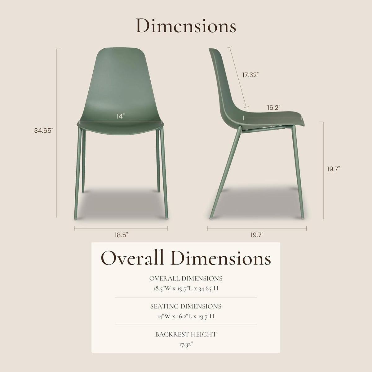 Pistachio green molded dining chairs styled around a dining table