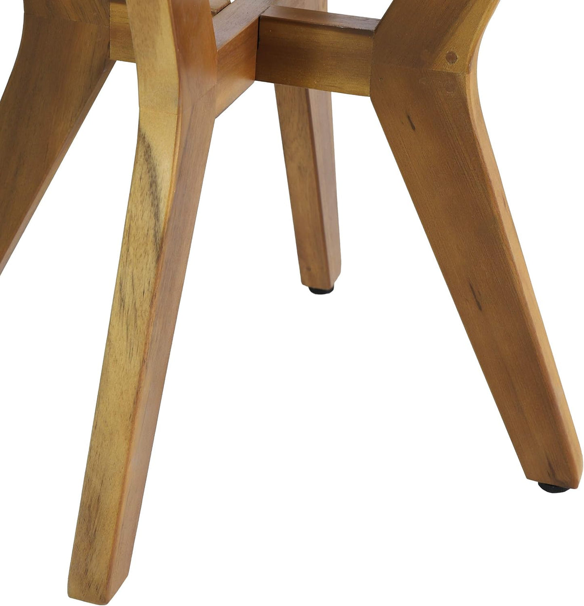 Concrete and acacia wood outdoor side table, top-down view