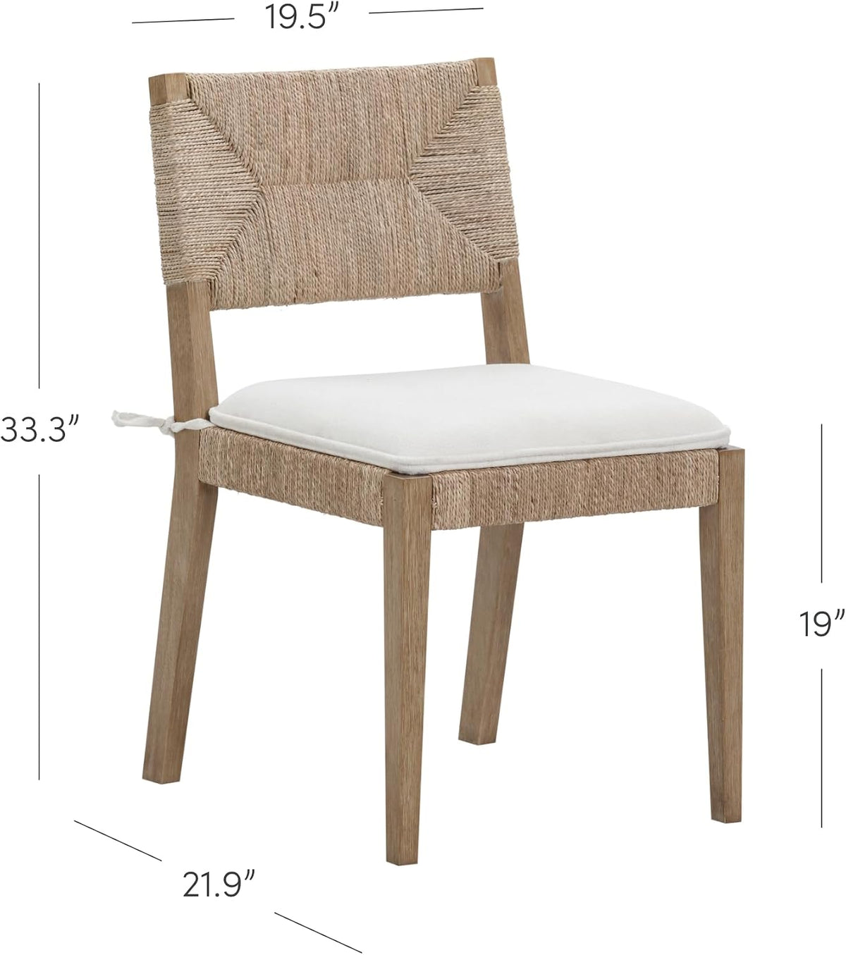 Nathan James Beacon boucle dining chair side profile showing seagrass weave