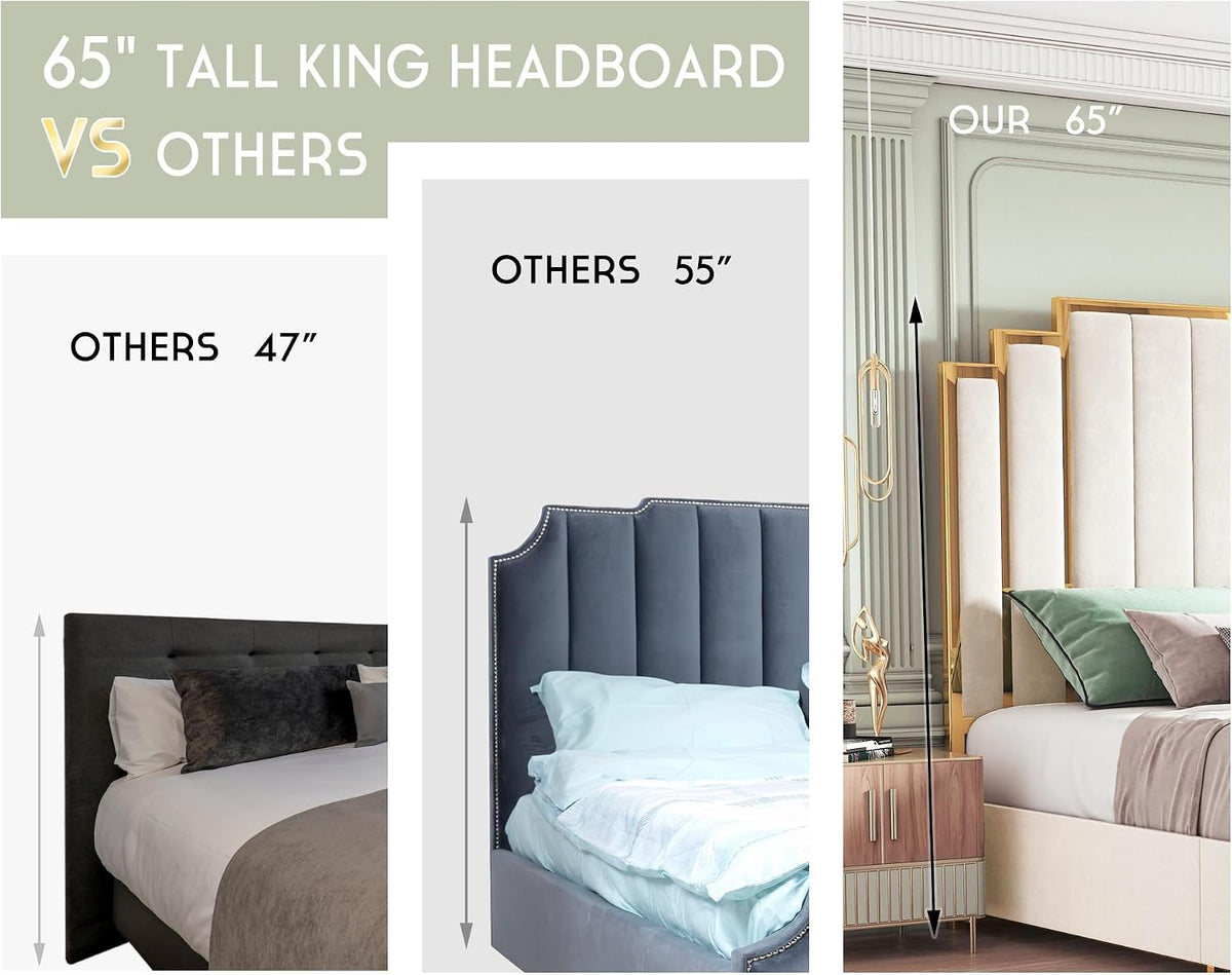 Channel-tufted king platform bed dimensions diagram