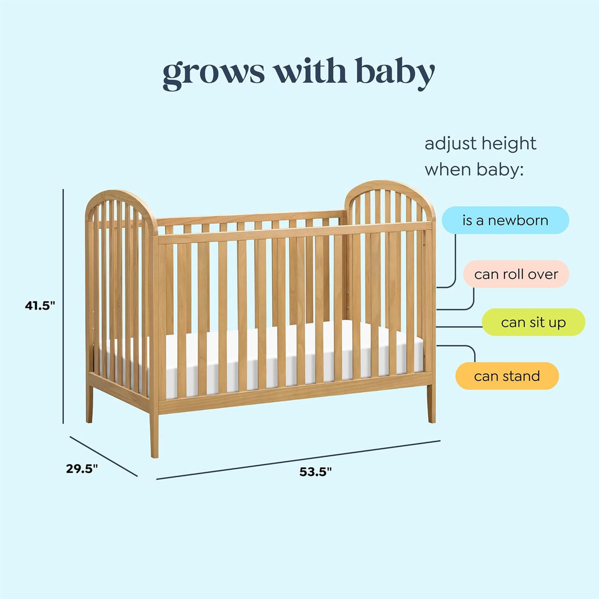 DaVinci Beau 3-in-1 Convertible Crib, Honey - view 6