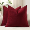 DEZENE wine red velvet throw pillow covers, set of two, 18x18 inch