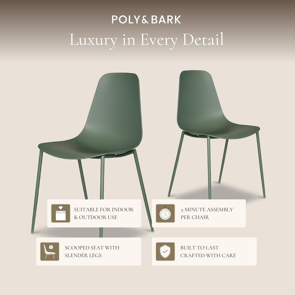 Pistachio green dining chair dimension diagram showing seat height and width