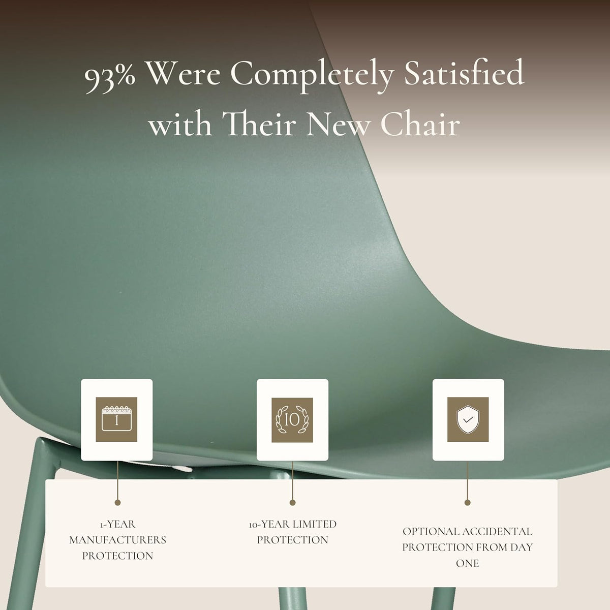 Pistachio green molded dining chair, rear view showing metal leg attachment