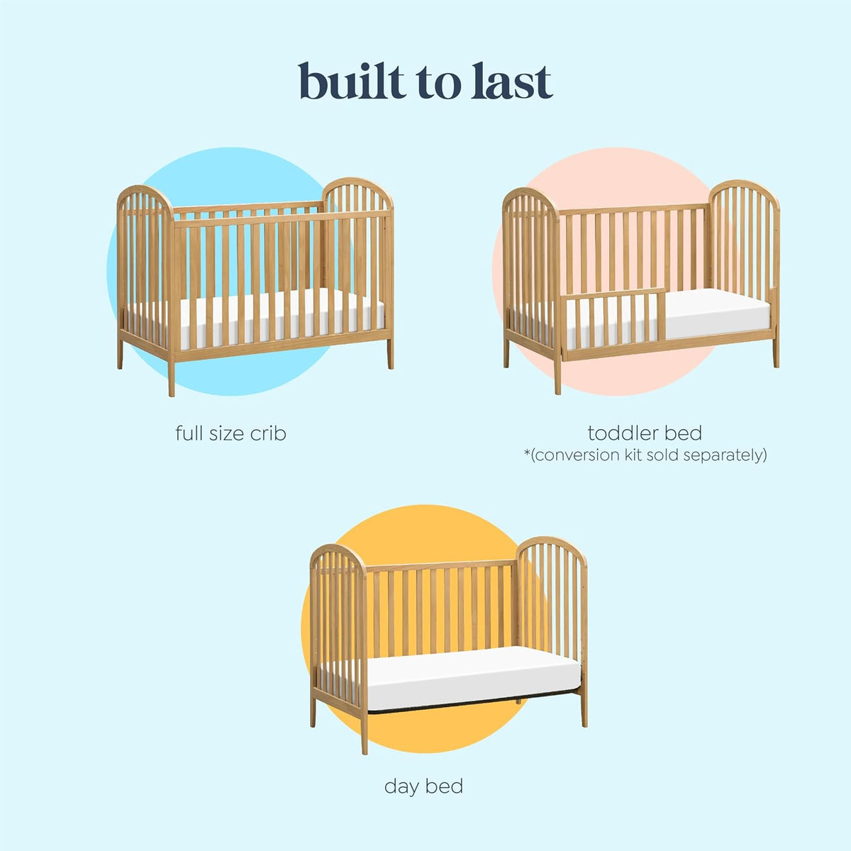 DaVinci Beau 3-in-1 Convertible Crib, Honey - view 7