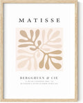 Matisse minimalist cutout framed art print, beige clover, front view
