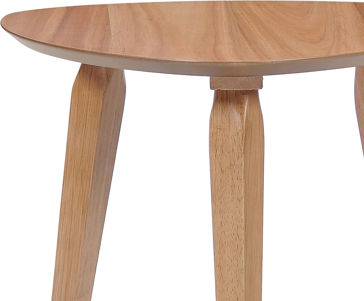 Tripod mid-century end table base detail showing splayed wood legs