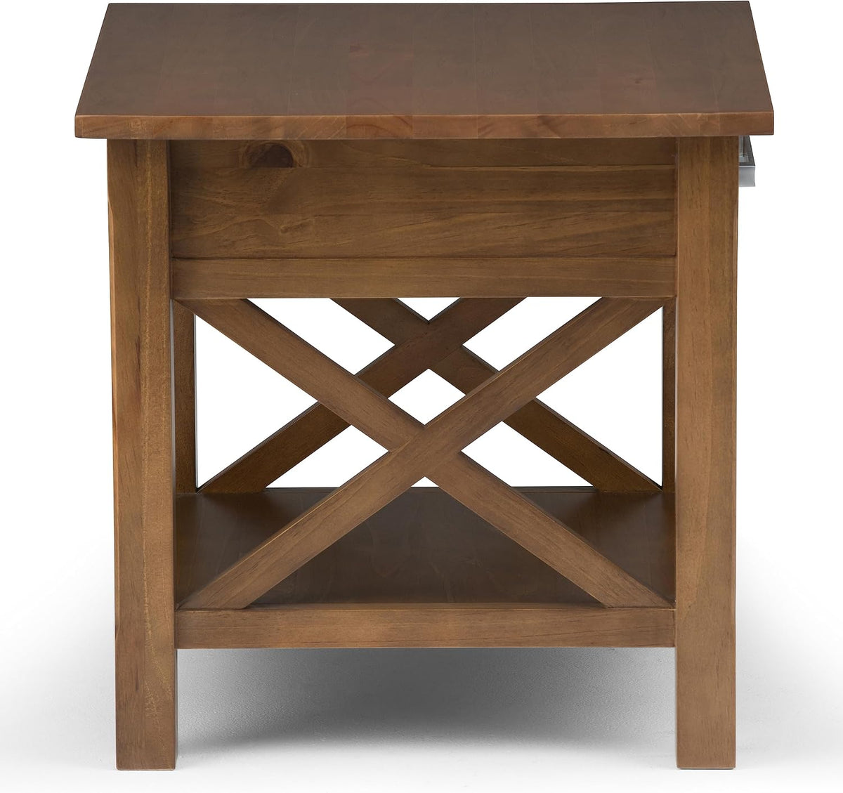 X-design solid wood end table top view