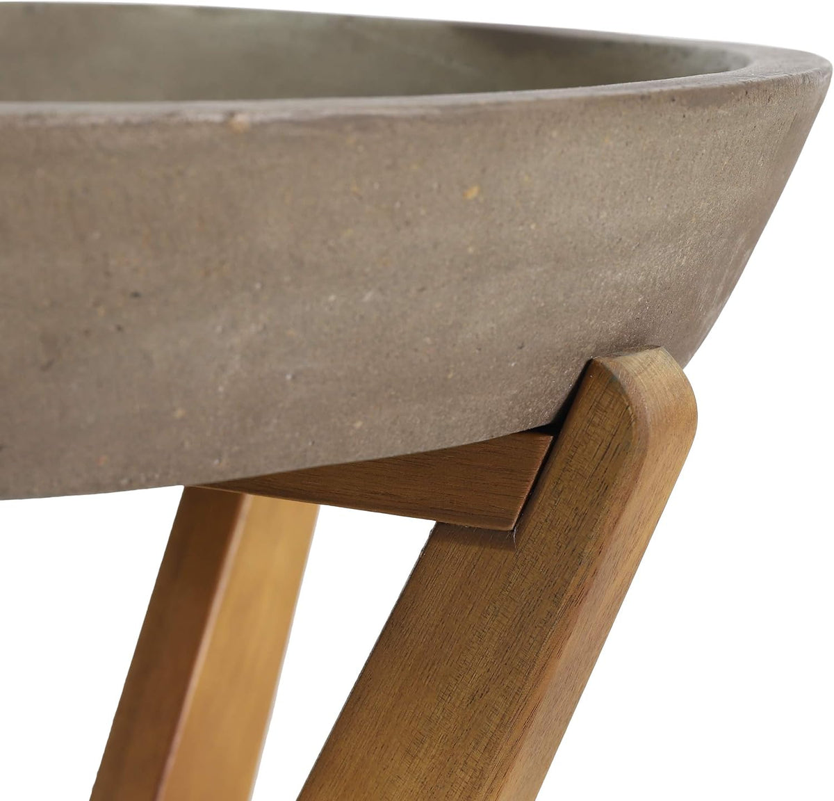 Concrete and acacia wood outdoor side table dimension diagram