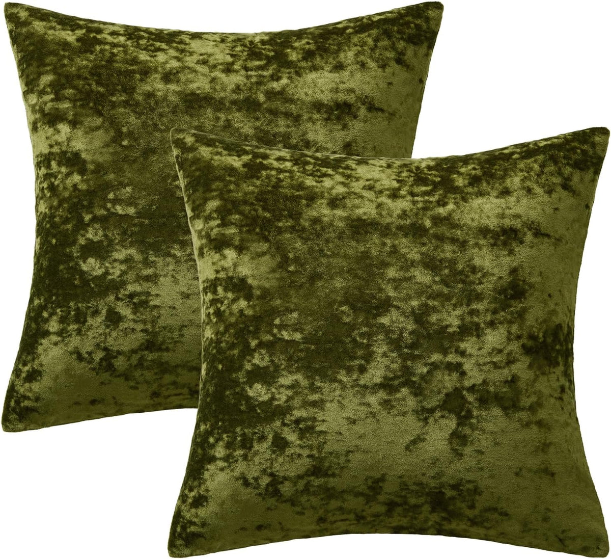 MIULEE olive green velvet pillow covers styled in a living room setting