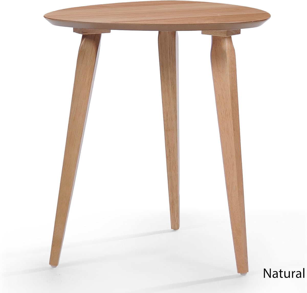 Tripod mid-century end table styled next to an accent chair