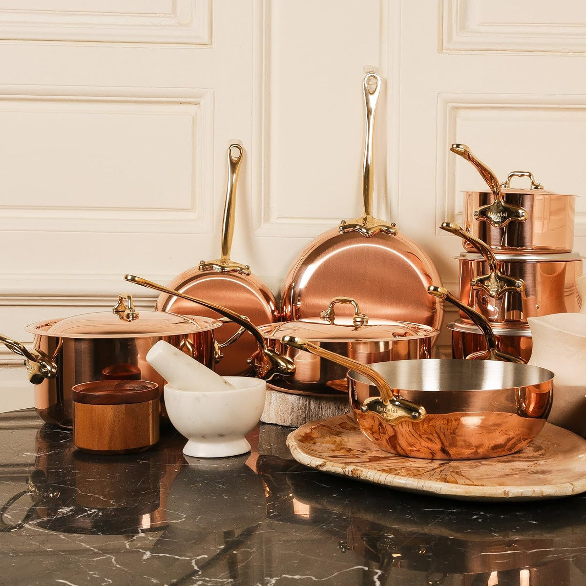 Mauviel copper saucepan stainless steel interior view