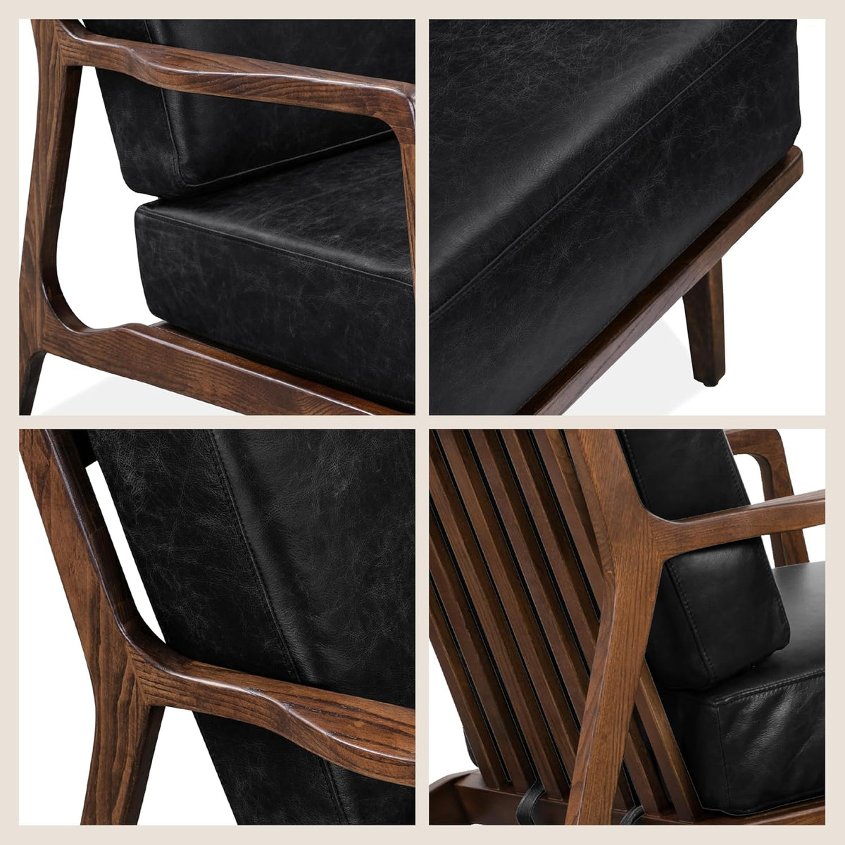 Walnut-frame leather accent chair dimensions diagram