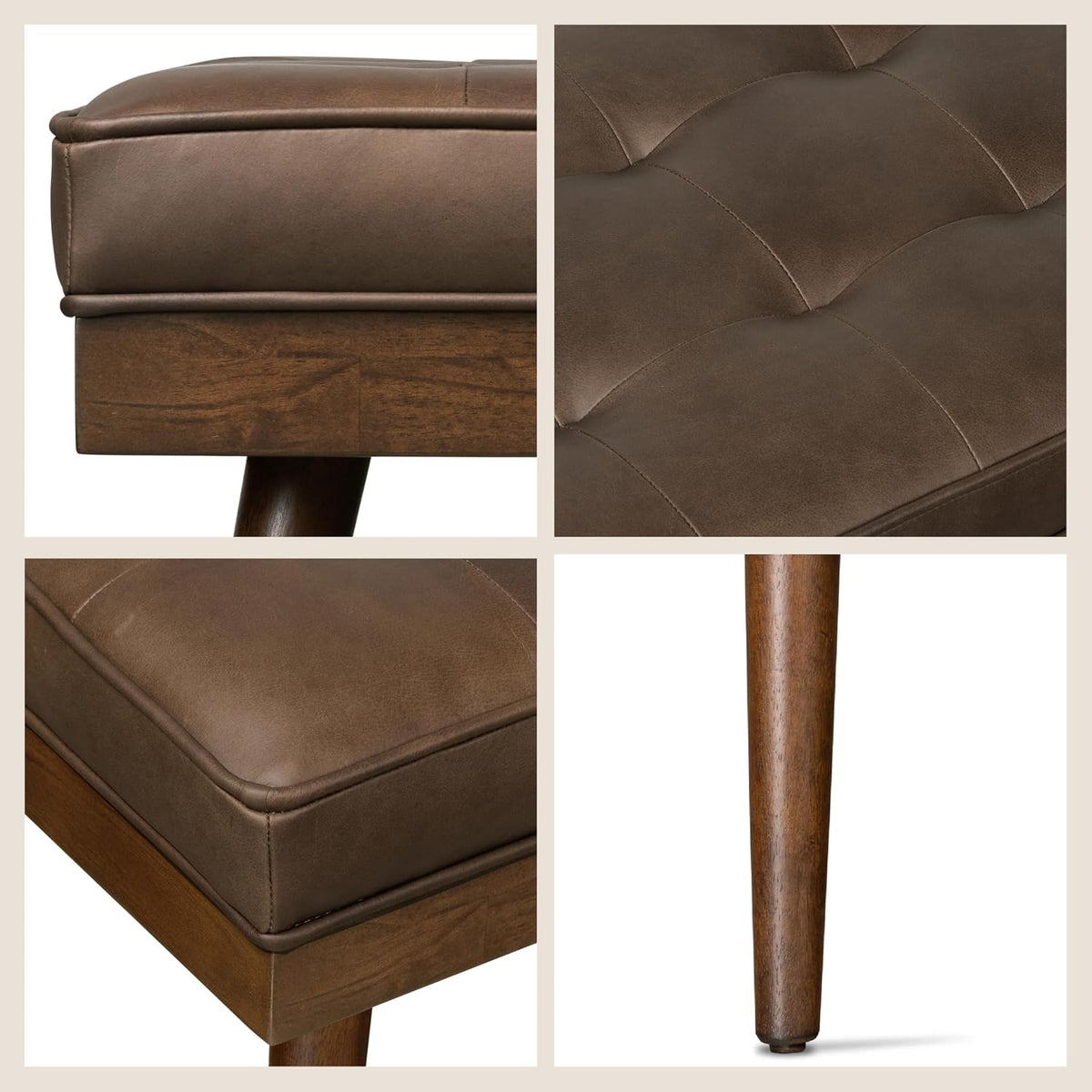 Poly & Bark leather bed bench dimensions diagram