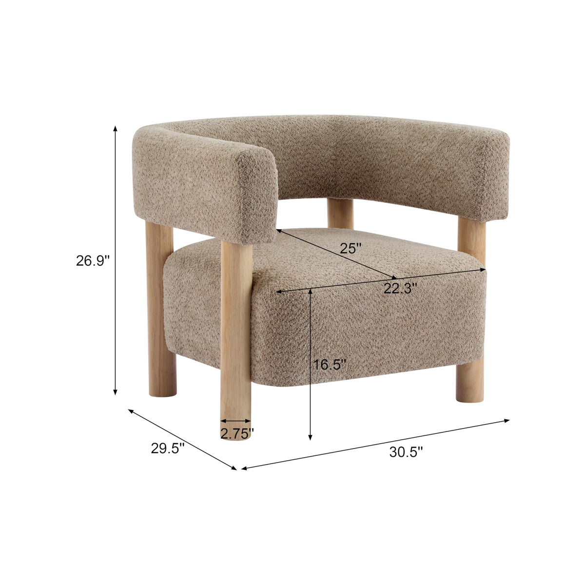 Boucle Low-Profile Accent Chair - texture detail