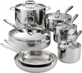 Tramontina 12-piece tri-ply clad stainless steel cookware set, full set view
