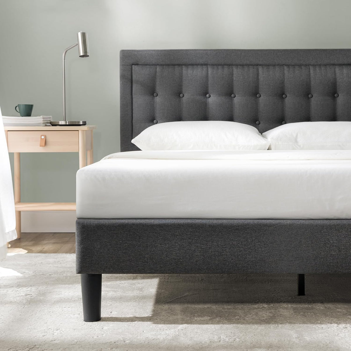 Upholstered platform bed frame compact WonderBox packaging