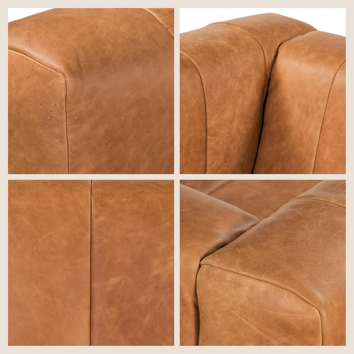 Close-up of full-grain leather texture and grain variation