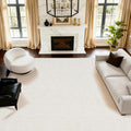 8x10 Merino wool area rug, tufted beige cream, full view