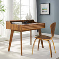 Modway Render Mid-Century Writing Desk in Walnut with two drawers and tapered legs